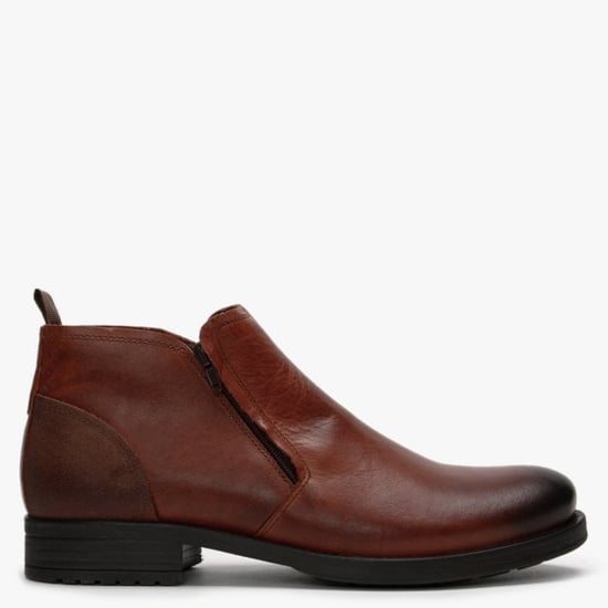 Ottonkern Leather Double Zip Ankle Boots