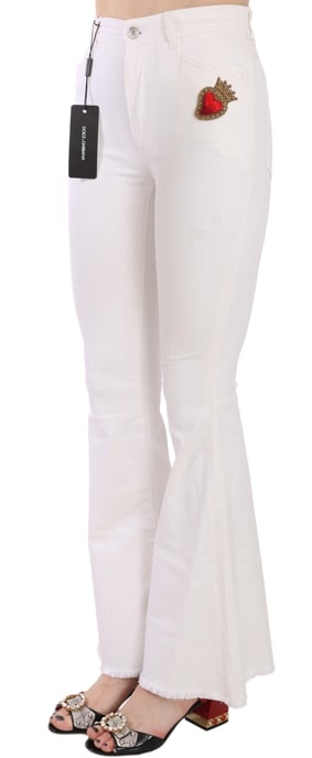 Dolce & Gabbana Damesbroek in wit, hartvormig, elastisch katoen - Image 3