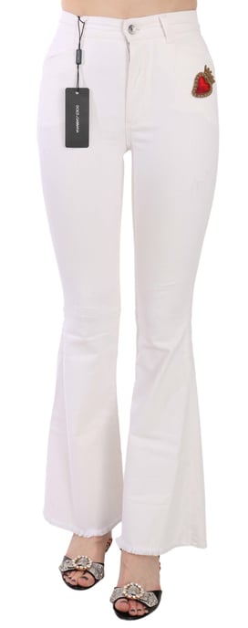 Dolce & Gabbana Damesbroek in wit, hartvormig, elastisch katoen - Image 1