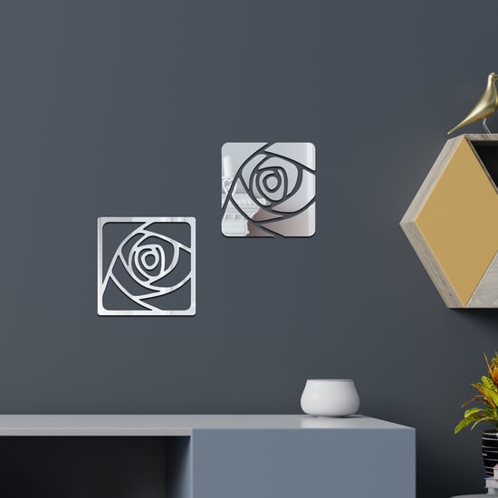 WSM2045 - 2pcs/lot Rectangle 3D Rose Floral Mirror Wall Art