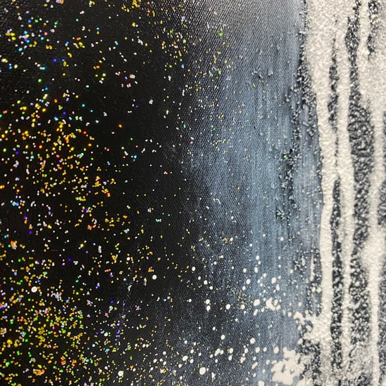 Abstract Waterfall Painted Canvas with Black Frame 90x120