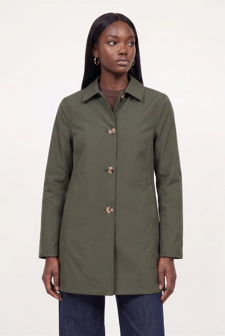 Jennifer Single Breasted Basic Mac in Forest Night Green - Image 1