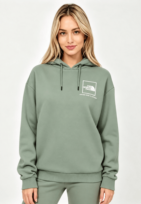 The North Face Womens Back New Fine Box Hoodie in Green - Image 1