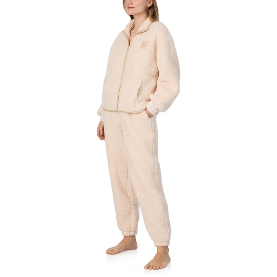 DKNY Sherpa Zip Top & Jogger Set Cream - Image 3
