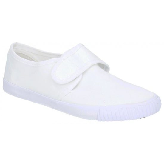 99248 Unisex Canvas Touch Fasten Plimsolls White - Image 1