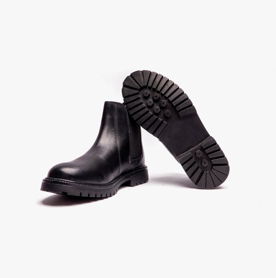 Roamers B525A Unisex Kids Leather Chelsea Boots Black - Image 5