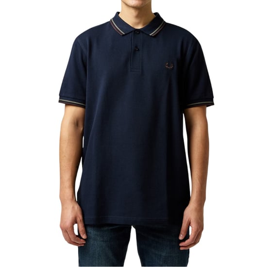 Fred Perry M3600 Twin Tipped Polo Shirt In Navy - Image 1