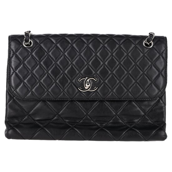 Chanel Maxi Quilted In The Business Flap Bag in Black Calfskin Leather - Image 1