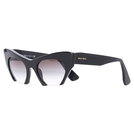 Miu Miu SMU 10OS Semi Rimless Cat Eye Sunglasses in Black Acetate - Image 2