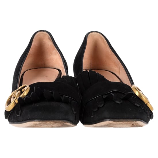 Gucci GG Marmont Mid-Heel Loafer Pumps in Black Suede - Image 2