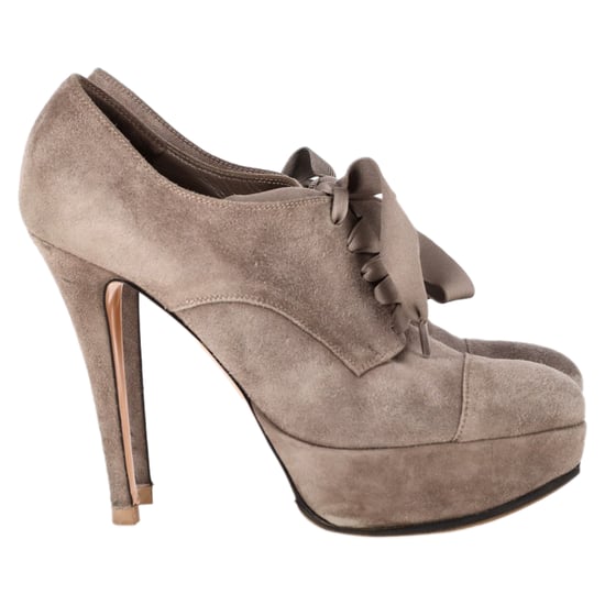 Gianvito Rossi Lace-Up Platform Ankle Boots in Beige Suede - Image 1