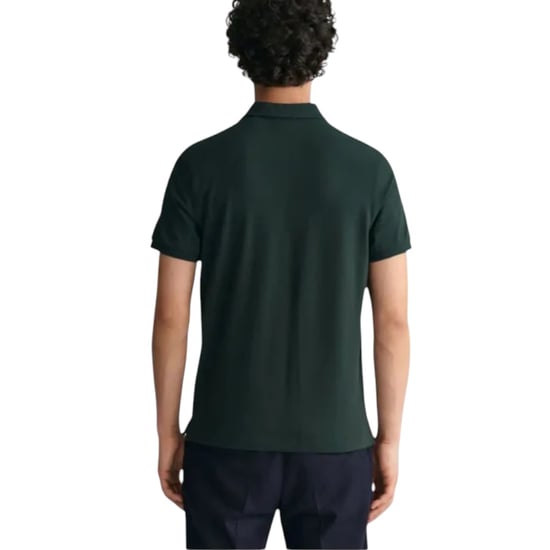 Gant Mens Regular Fit Embroidered Archive Shield Polo Shirt Tartan Green - Image 4