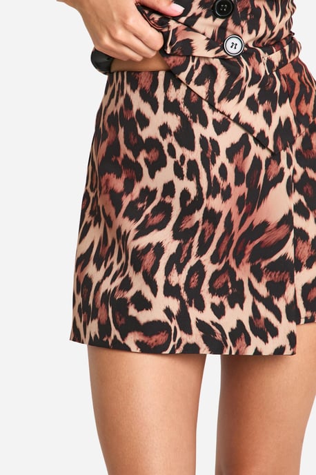 Leopard Print Wrap Front Skort - Image 4