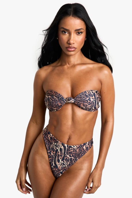 Swimwear Essentials Leopard Bandeau Bikini Top - Image 1