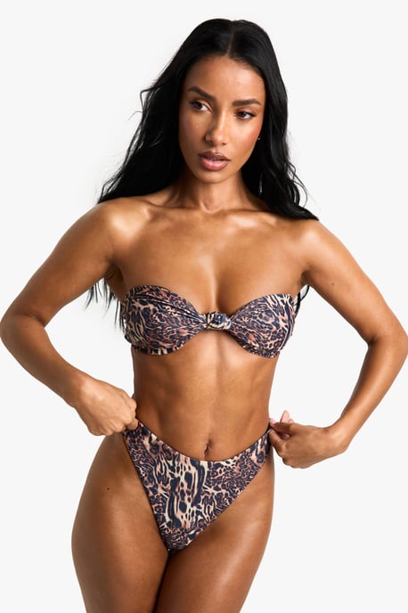 Swimwear Essentials Leopard Bandeau Bikini Top - Image 3