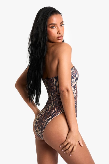 Swimwear Essentials Leopard Bandeau Swimsuit - Image 2