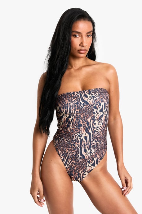 Swimwear Essentials Leopard Bandeau Swimsuit - Image 3