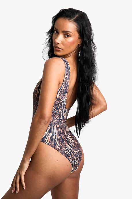 Swimwear Essentials Leopard Square Neck Swimsuit - Image 2