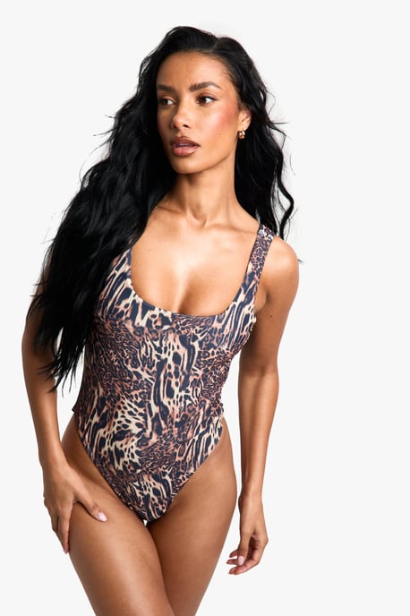 Swimwear Essentials Leopard Square Neck Swimsuit - Image 3