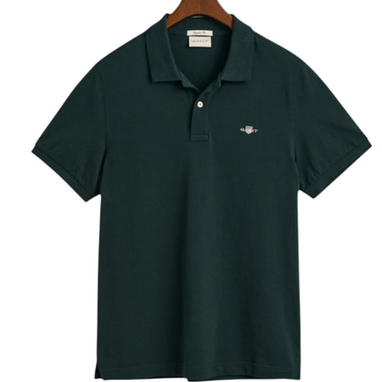 Gant Mens Regular Fit Embroidered Archive Shield Polo Shirt Tartan Green - Image 5
