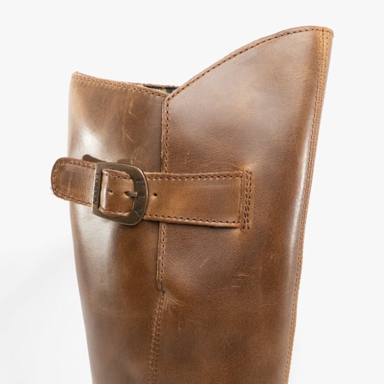 Fly London Dames Camel Brown MOL 2 Leren Wedgesleekte Kniehoge Laarzen met Ritssluiting - Image 5