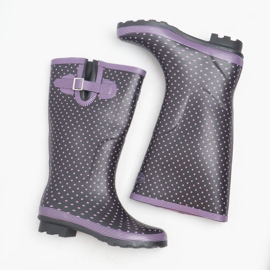 Stormwells WEAMELL Womens Wellington Boots Mauve Polka Dot/Navy - Image 2