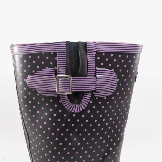 Stormwells WEAMELL Womens Wellington Boots Mauve Polka Dot/Navy - Image 3