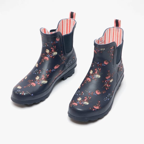 Stormwells RIVER Womens Rubber Ankle Wellington Boots Navy/Floral - Image 2