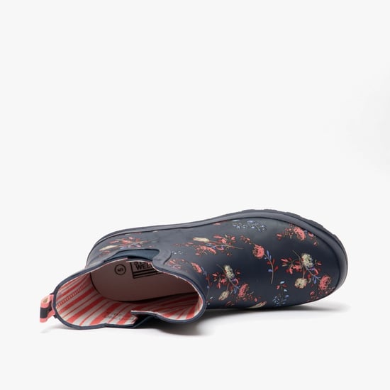 Stormwells RIVER Womens Rubber Ankle Wellington Boots Navy/Floral - Image 4