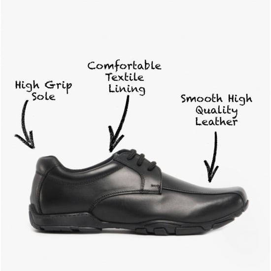 VINCENTE Boys Leather Derby School Shoes Black - Image 1