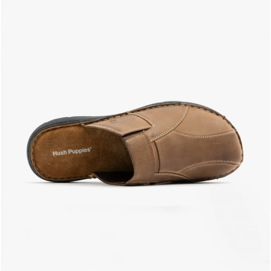 Hush Puppies CARSON Heren Leren Muismat Slippers Olijf - Image 4