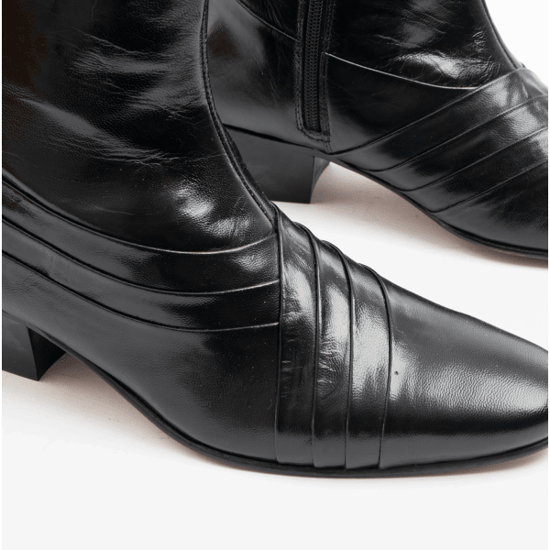 Club Cubano SALVATORE Mens Leather Cuban Heel Boots Black - Image 5
