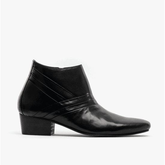Club Cubano MARIO Mens Leather Cuban Heel Boots Black - Image 1