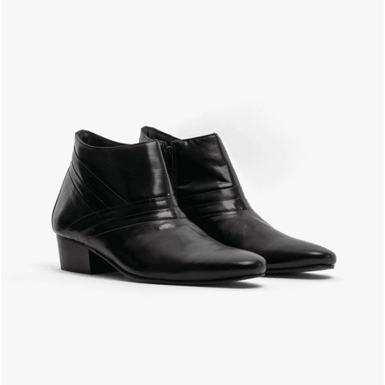 Club Cubano MARIO Mens Leather Cuban Heel Boots Black - Image 3