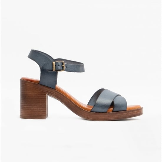 GEORGIA Ladies Leather Heeled Sandals Blue - Image 1