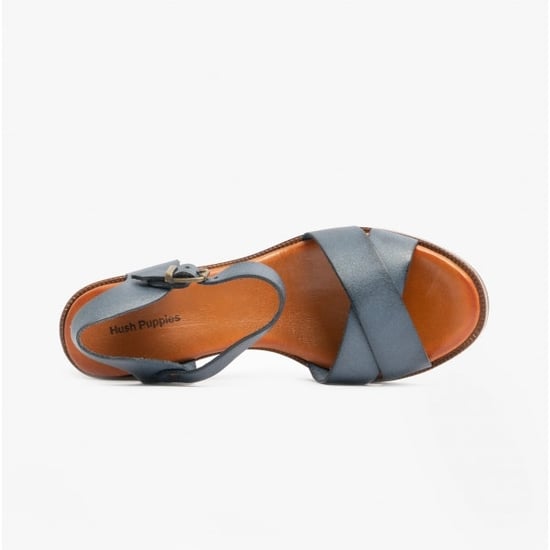 GEORGIA Ladies Leather Heeled Sandals Blue - Image 4