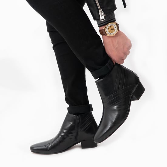 Club Cubano MARIO Mens Leather Cuban Heel Boots Black - Image 2