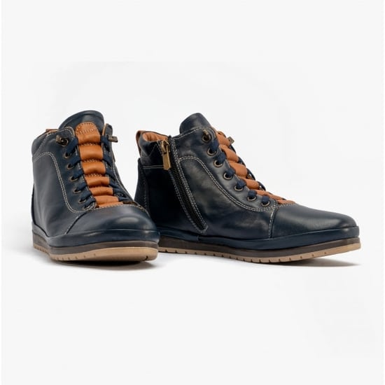 Lotus FRIDA Womens Leather Boots Navy/Tan Leather - Image 2