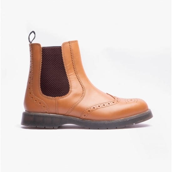Grafters M281BT Mens Leather Brogue Chelsea Boots Tan - Image 1