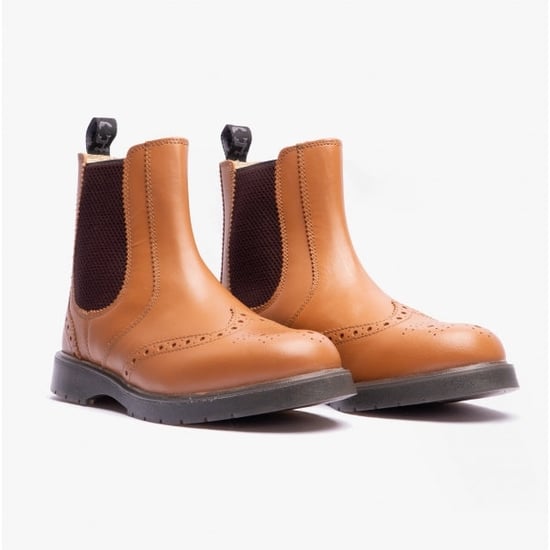 Grafters M281BT Mens Leather Brogue Chelsea Boots Tan - Image 2