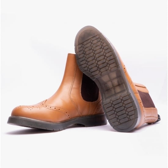 Grafters M281BT Mens Leather Brogue Chelsea Boots Tan - Image 4