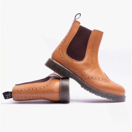 Grafters M281BT Mens Leather Brogue Chelsea Boots Tan - Image 5