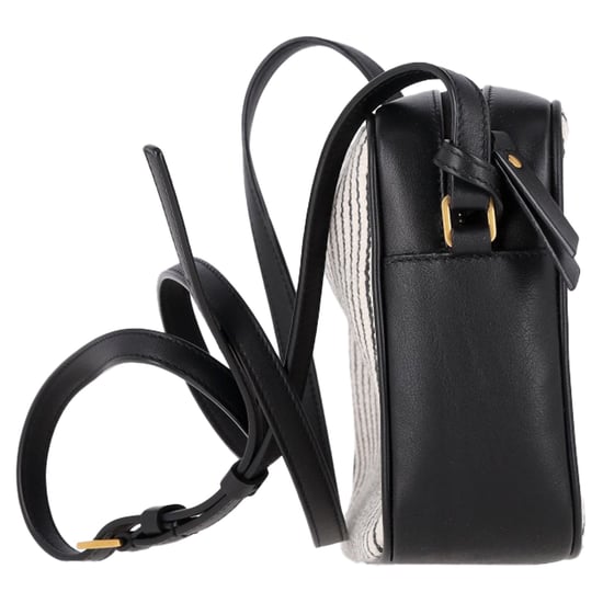 Saint Laurent Lou Medium YSL Striped Camera Crossbody Bag in White Canvas - Image 2