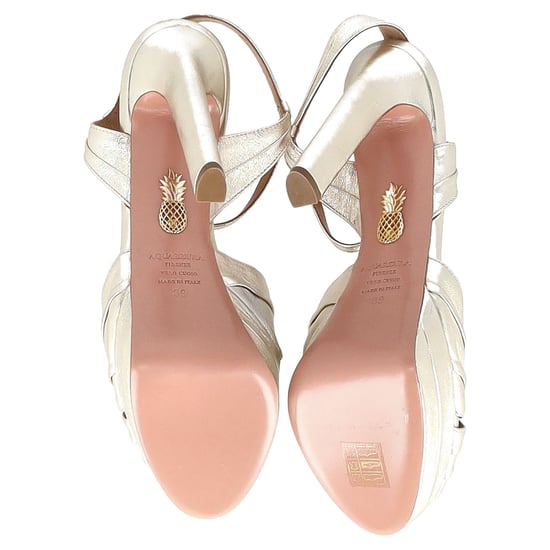 Aquazzura Atelier Plateau 145mm Sandal Heels  in Silver Leather - Image 6