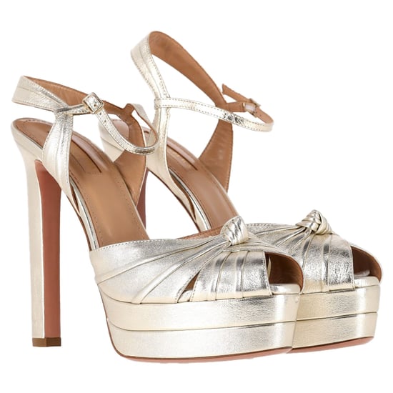 Aquazzura Atelier Plateau 145mm Sandal Heels  in Silver Leather - Image 4