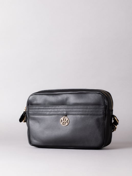Cartmel Boxy Leather Cross Body Bag in Black - Image 1