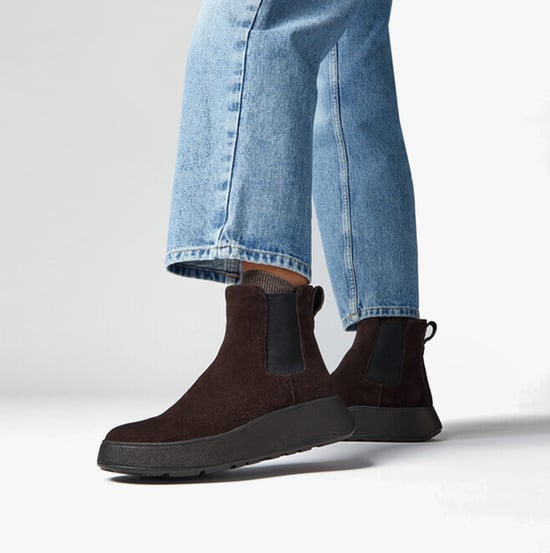 FitFlop F-MODE SUEDE FLATFORM Womens Chelsea Boots Chocolate Brown - Image 2