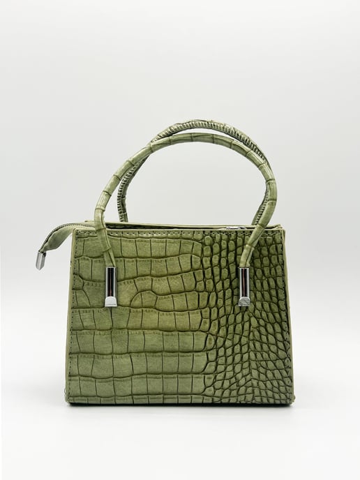 Mini Croc Crossbody Bag in Sage - Image 5