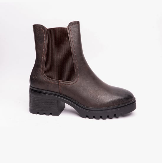 Heavenly Feet CLEMMY2 Womens Heeled Chelsea Boots Chocolate - Image 1