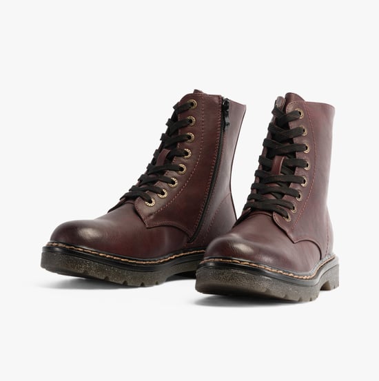 Heavenly Feet JUSTINA2 Womens Lace Up Boots Burgundy - Image 2